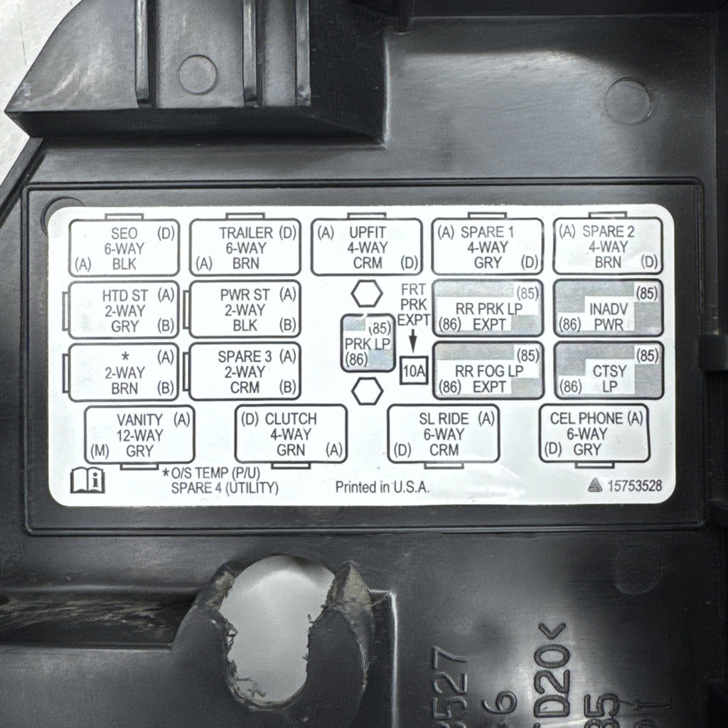 1999-02 GM Silverado Sierra Tahoe Yukon Under Dash Fuse Box Cover 15753527 OEM