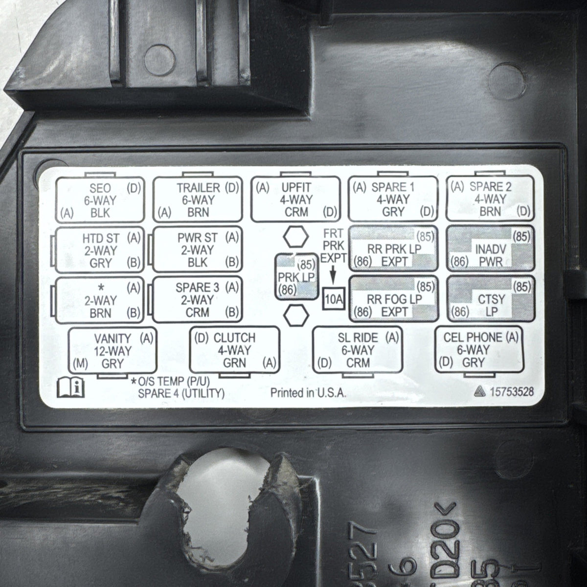 1999-02 GM Silverado Sierra Tahoe Yukon Under Dash Fuse Box Cover 15753527 OEM