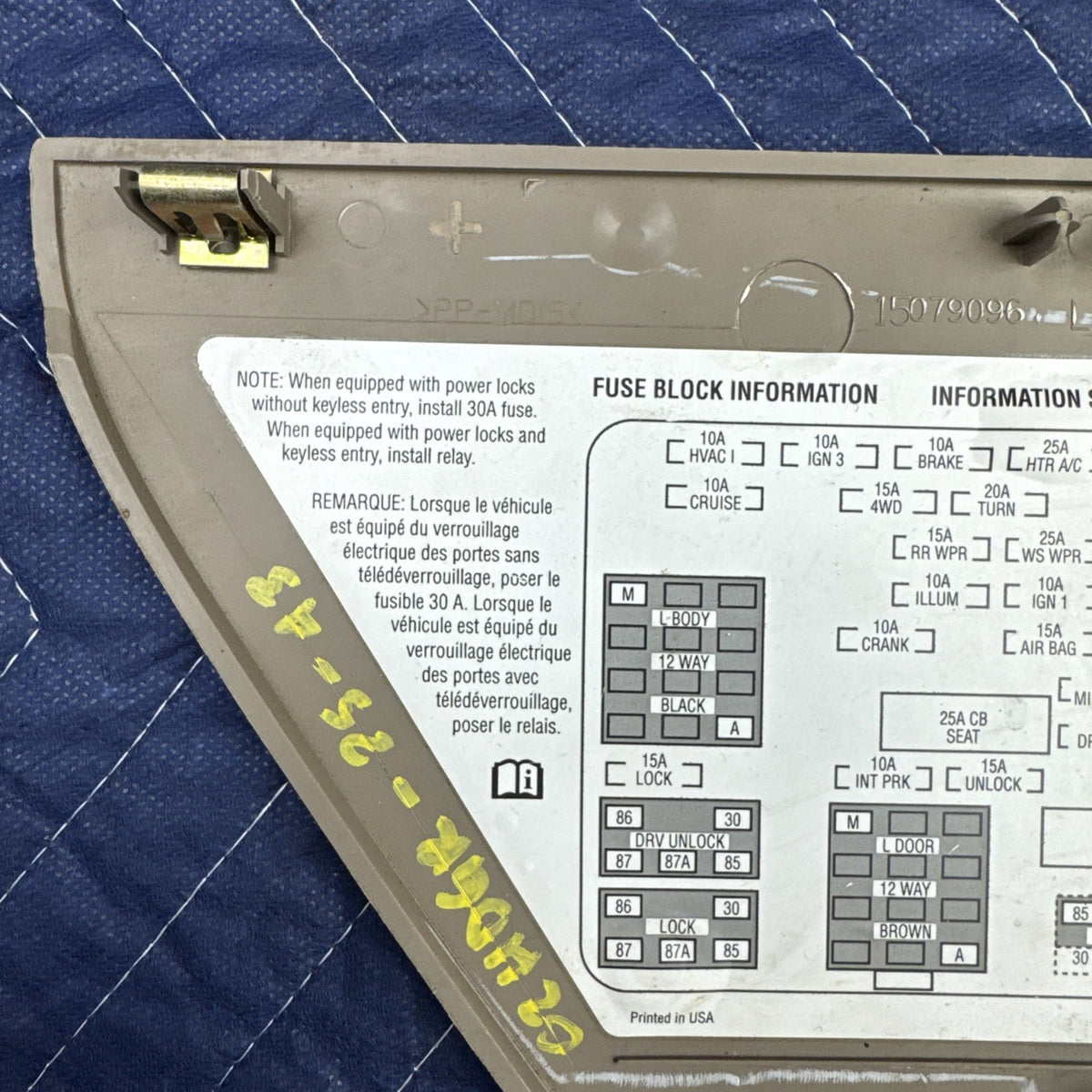 1999-2007 Chevrolet Silverado GMC Sierra Fuse Panel Cover 15079096 Tan OEM
