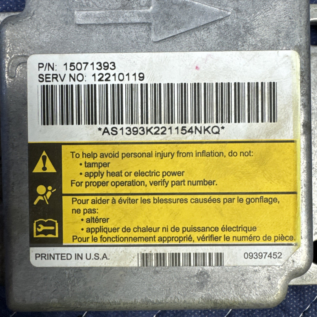 1999-2002 Chevrolet Silverado GMC Sierra SRS Control Module 15071393 OEM