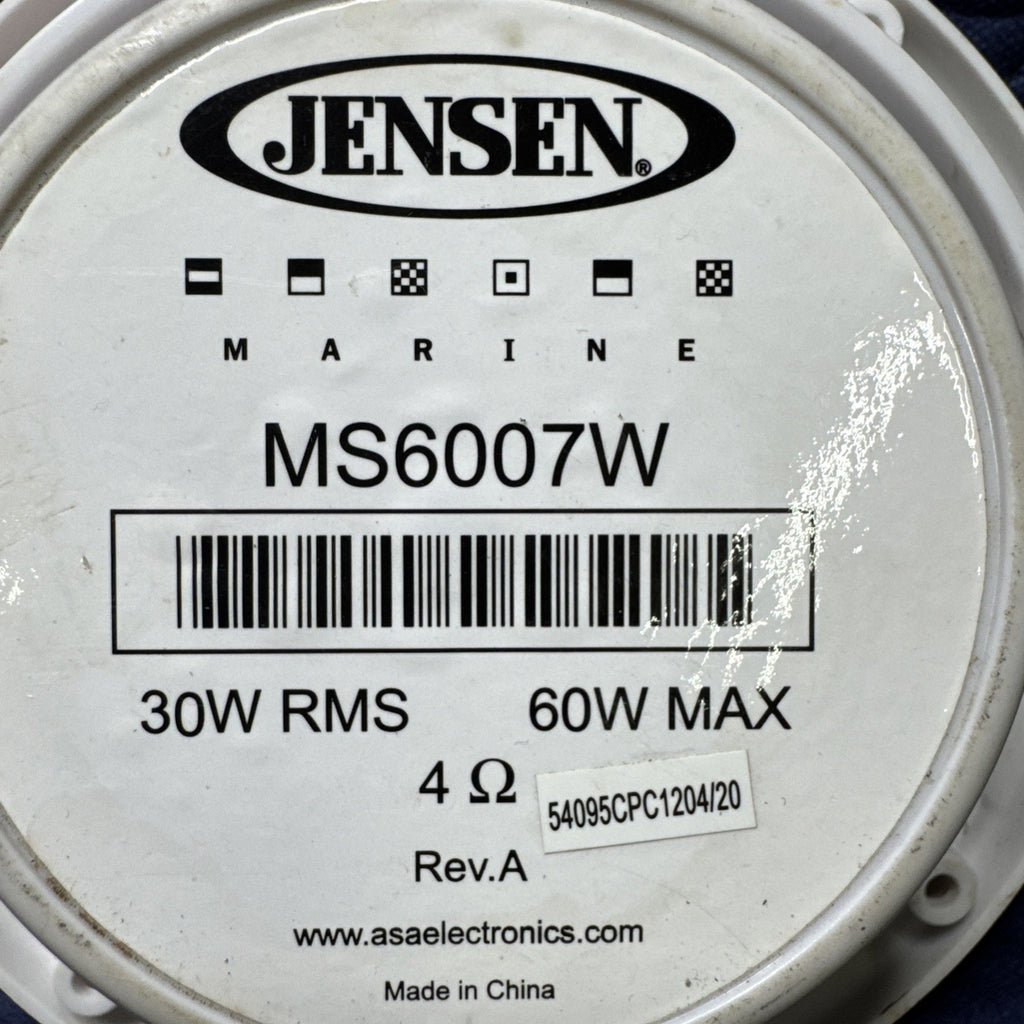 Jensen MS6007W Waterproof Coaxial Speaker 60Watts 6.5" Marine Boat ASA