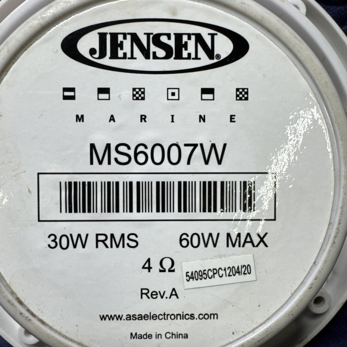Jensen MS6007W Waterproof Coaxial Speaker 60Watts 6.5" Marine Boat ASA