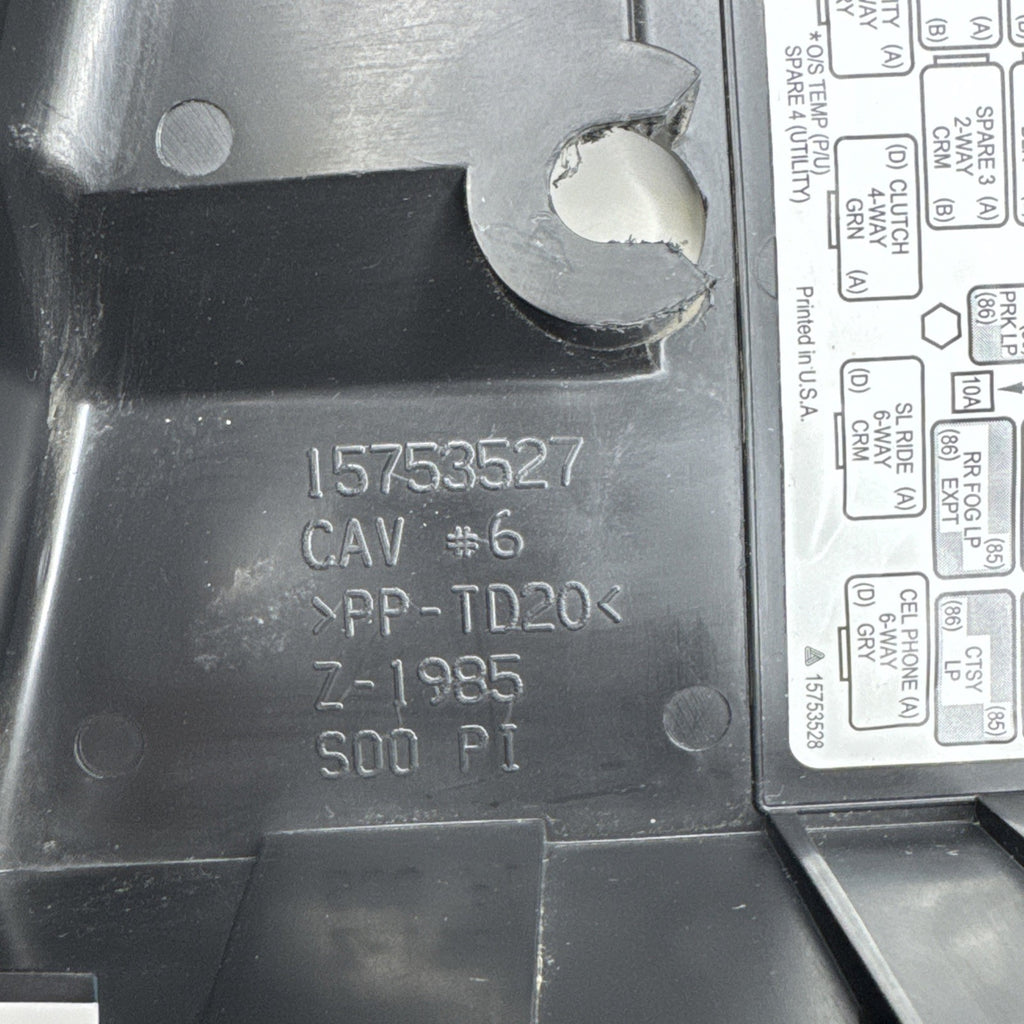 1999-02 GM Silverado Sierra Tahoe Yukon Under Dash Fuse Box Cover 15753527 OEM